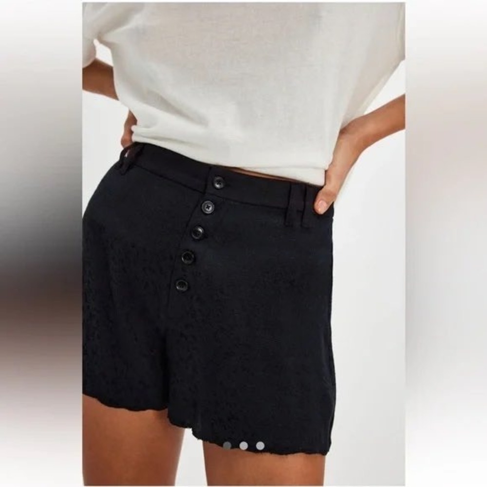 NEW Free People Claudia Jacquard Black Tap Shorts Size 2